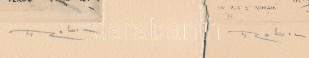 Léopold Robin (1877-1939), 2 db grafika: Párizs, Rue Ferou és Roueni részlet. Rézkarc, papír, jelzet...