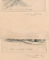 Léopold Robin (1877-1939), 2 db grafika: Roueni részletek. Rézkarc, papír, jelzett, 15×6 cm