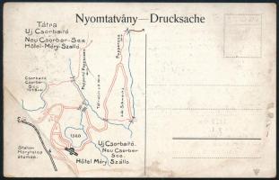 ca 1910 Tátra, Uj Csorbató Móry Szálló reklám levelezőlap sérült / Hotel advertising card, damaged
