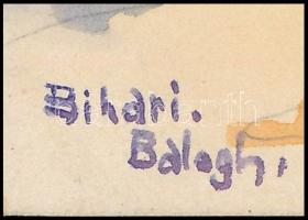 Bihari Balogh jelzéssel: Hazafelé. Akvarell, papír, 16×21 cm