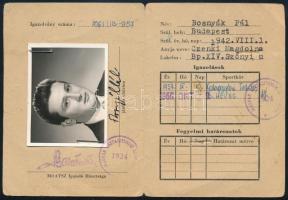 1957-61 Fényképes asztalitenisz igazolvány