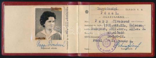 1972 Pécel, fényképes nagyközségi Tanács VB szolgálati igazolvány