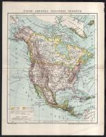 cca 1900 Észak- és Dél.Amerika politikai térképe, "Palla Nagy Lexikon", Bp., Posner-ny., 26,5x20,5 cm és 26,5x21,5 cm.