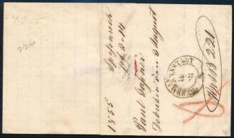 9kr MP IIIb with cut nice edges on cover with content "DEBRECZIN" - "HERRMANNSTADT&qu...