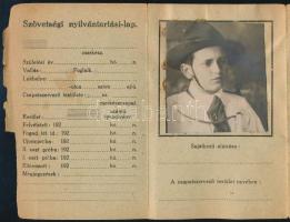 cca 1921 Korai cserkészigazolvány, fényképes