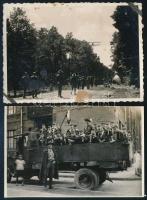 cca 1933 2 db cserkész fotó: cserkészcsapat teherautón, cserkészek (a gödöllői Jamboreen) repülőt néznek