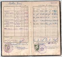 1950-55 ELTE jogi karának esti tagozatának hallgatójának fényképes leckekönyve, többek közt Mártonff...