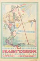 1926 Nemzeti cserkész nagytábor, 1926. júl. 9-23. Újpesti - Népsziget. Szerk. és kiadja: Nagytábortanács. Bp., 1926., Korvin-ny., 16 p. Szövegközti fekete-fehér fotókkal, illusztrációkkal. Az utolsó lapon térképpel. Kiadói illusztrált papírkötés, a borítón Márton Lajos (1891-1953) színes rajzával.