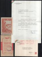 cca 1946-1960 vegyes papírrégiség tétel: népbírósági ítélet, Pozsgay Imre aláírás, Ujpesti Dózsa alá...