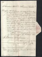 1843 Gaganec József (1793?1875) görögkatolikus pap, 1843-tól haláláig Eperjes püspöke által aláírt latin ny. levél, papírfelzettel, kisebb sérüléssel