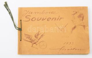 1933 Gödöllő, Jamboree Souvenir, Márton Lajos sokszorosított grafikáit tartalmazó 40 lapos füzet, ofszet, Magyar Földrajzi Intézet, kiadói papírkötésben