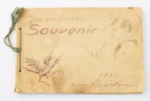 1933 Gödöllő, Jamboree Souvenir, Márton Lajos sokszorosított grafikáit tartalmazó 40 lapos füzet, ofszet, Magyar Földrajzi Intézet, kiadói papírkötésben, egyik lap kijár