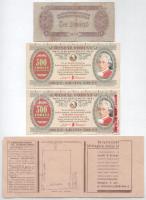 Vegyes utalvány, bankjegy tétel, közte 1944. 5P "A Vöröshadsereg Parancsnoksága", DN "500 forint Mozart Souvenir" utalvány (2x) T:F