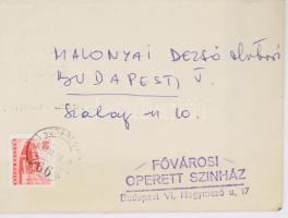 1969 Sárdy János (1907-1969) világhírű tenor operaénekes halálozási értesítője, Malonyai Dezső (1921...