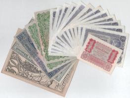 Ausztria 1922. 1K-1000K (16db, 4xklf) + 2db papír szükségpénz T:AU-F Austria 1922. 1 Krone - 1000 Kronen (16pcs, 4xdiff) + 2pcs paper necessity note / notgeld C:AU-F