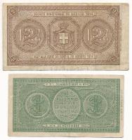 Olaszország 1914. 2L + 1944. 1L T:F,VG
Italy 1914. 2 Lire + 1944. 1 Lira C:F,VG