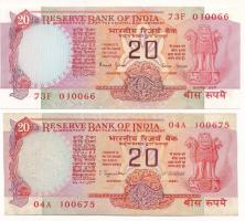 India 1980. 20R (2x) T:F egyik szép papír, tűlyukak India 1980. 20 Rupees (2x) C:F one fine paper, pin holes