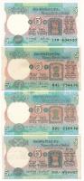 India ~1970-1980. 5R (4x) T:XF-F tűlyukak India ~1970-1980. 5 Rupees (4x) C:XF-F pin holes