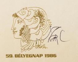 1986 Bélyegnap FDC a tervező, Szász Endre aláírásával