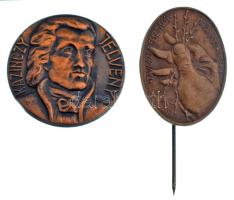 Tóth Amerigo (Imre) (1909-1984) 1982. "Tavaszi Fesztivál Budapest 1983" bronz kitűző (30x22mm) + DN "Kazinczy jelvény" bronz lemezjelvény (30mm) T:AU kis patina
