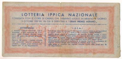 Olaszország 1937. 12L "Nagy Nemzeti Lóverseny Lottó" T:VG
Italy 1937. 12 Lire "Grand...