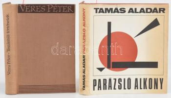 Kiss Dénes költő részére DEDIKÁLT 2 db könyv: Veres Péter: Tiszántúli történetek. Bp., 1962, Magvető. Kiadói egészvászon kötés, borítón apró sérüléssel, lapok tetején ázásnyommal. Veres Péter által dedikált. + Tamás Aladár: Parázsló alkony. Versek. Bp., 1979, Kossuth. Kiadói kartonált papírkötés, kiadói kissé szakadt és kissé foltos papírvédőborítóval. Tamás Aladár által dedikált.