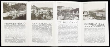 cca 1910 Magyarország Állami Gyógyfürdői és Üdülőtelepei, kihajtható illusztrált prospektus, borítón...
