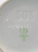 Hollóházi virágmintás váza, jelzett, m: 15 cm