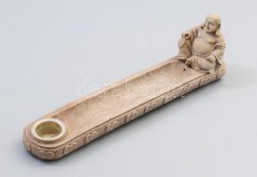Buddha figurás füstölőtartó, műgyanta, h: 28 cm