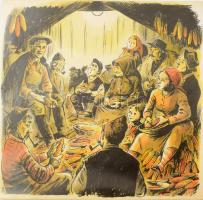 Szegő Gizi (1902-1985): ,,Láttam Moszkvát... és láttam Sztálint...". Vegyes technika, papír, jelzett, 21x21 cm