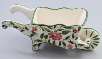 Vintage talicska alakú virágtartó, jelzés nélkül, 28x11 cm