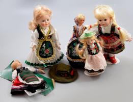 5 darab klf játékbaba, zömmel porcelánfejű, m: 22 cm alatt