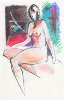 Ruben Mashinyan (-): Ülő női akt. Pasztell, papír. Jelzés nélkül. 44x31,5 cm