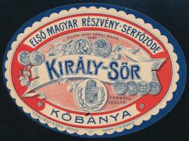 cca 1920 Király sör Kőbányai Sörfőzde sörcímke 12x8,5 cm