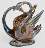 Hattyú alakú ezüstözött szalvétatartó, dobozában, m: 16 cm
