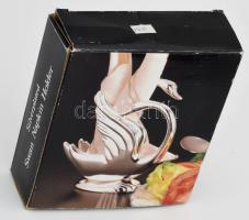 Hattyú alakú ezüstözött szalvétatartó, dobozában, m: 16 cm