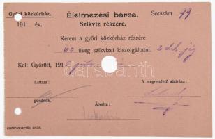 1915 Élelmezési szikvíz bárca győri közkórház T III ly