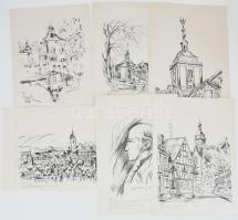 Annas, Gerhard (-): össz. 8 db nyomat 6 db lapon (Siegeni kastély, német tájak, portrék stb.) Nyomat, papír v. karton. Jelzett. Számozott (100/1). 42x29,5 cm