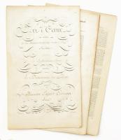 XVIII. sz. közepe A francia Enciklopédia kalligráfiával, szépírással kapcsolatos metszetei. Hozzá tartozó francia nyelvű magyarázó szövegekkel. I-XVI t. + 16 p. Rézmetszet, papír, lapméret: 40x24 cm