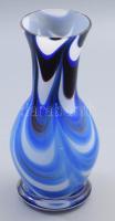 Kék üveg váza. Formába öntött, anyagában színezett, hibátalan. 23 cm