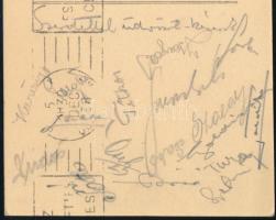 1938 Párizs labdarúgó világbajnokság. A második helyezett magyar csapat által aláírt képeslap Szabó ...