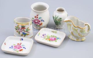 6 db Herendi kis váza, tálka 6-8 cm. Kézzel festett, jelzettek, minimális kopással