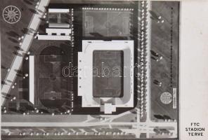 cca 1970 Az FTC stadion terve, képeslap az Üllői úti pálya tervéreől, hátoldalán jelmagyarázattal