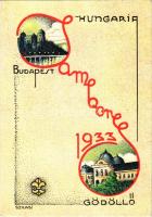 1940 Budapest-Gödöllő, Cserkész Jamboree. Magyar Cserkészszövetség kiadása / Hungarian boy scout jamboree art postcard + "1940 Használja a Horthy Miklós Nemzeti Repülőalap bélyegeket" So. Stpl s: Szilasi (EK)