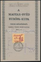 1976 Magyarország?Svédország az Európa Kupa tenisz mérkőzés emléklap, játékosok, pl Tarnóczy, Károlyi, Baranyi aláírásaival