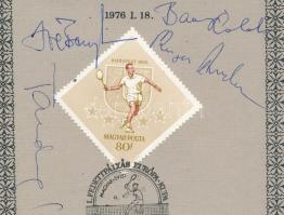 1976 Magyarország - Svédország az Európa Kupa tenisz mérkőzés emléklap, játékosok, pl Tarnóczy, Káro...