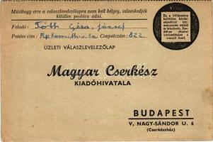 Üzleti válaszlevelezőlap, a Magyar Cserkészszövetség kiadóhivatala. Tolnai nyomda kiadása / order form, Hungarian scout (fl)