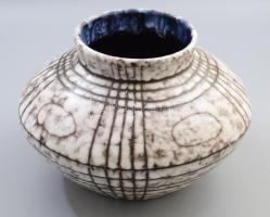 Hódmezővásárhelyi fehérmázas váza, jelzés nélkül, d: 30 cm, m: 20 cm