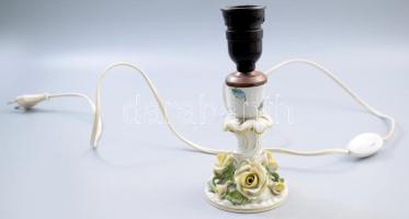 Herendi lámpatest, jelzett, rózsákon sérüléssel, m: 20 cm