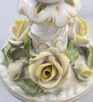 Herendi lámpatest, jelzett, rózsákon sérüléssel, m: 20 cm